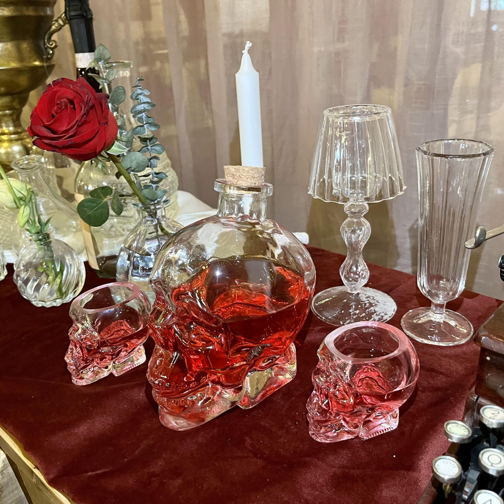 2-Piece Skull Decanter Set - 750ml Crystal Wine Decanter