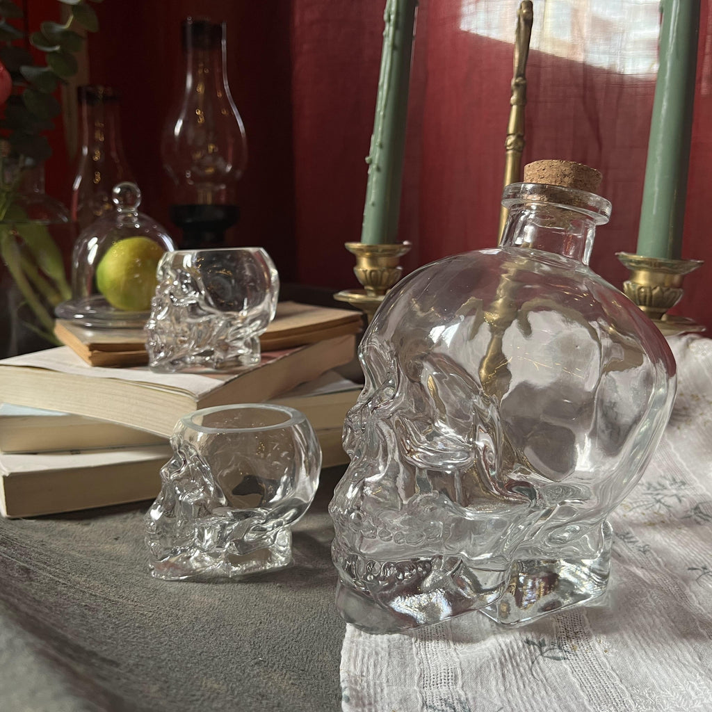 2-Piece Skull Decanter Set - 750ml Crystal Wine Decanter