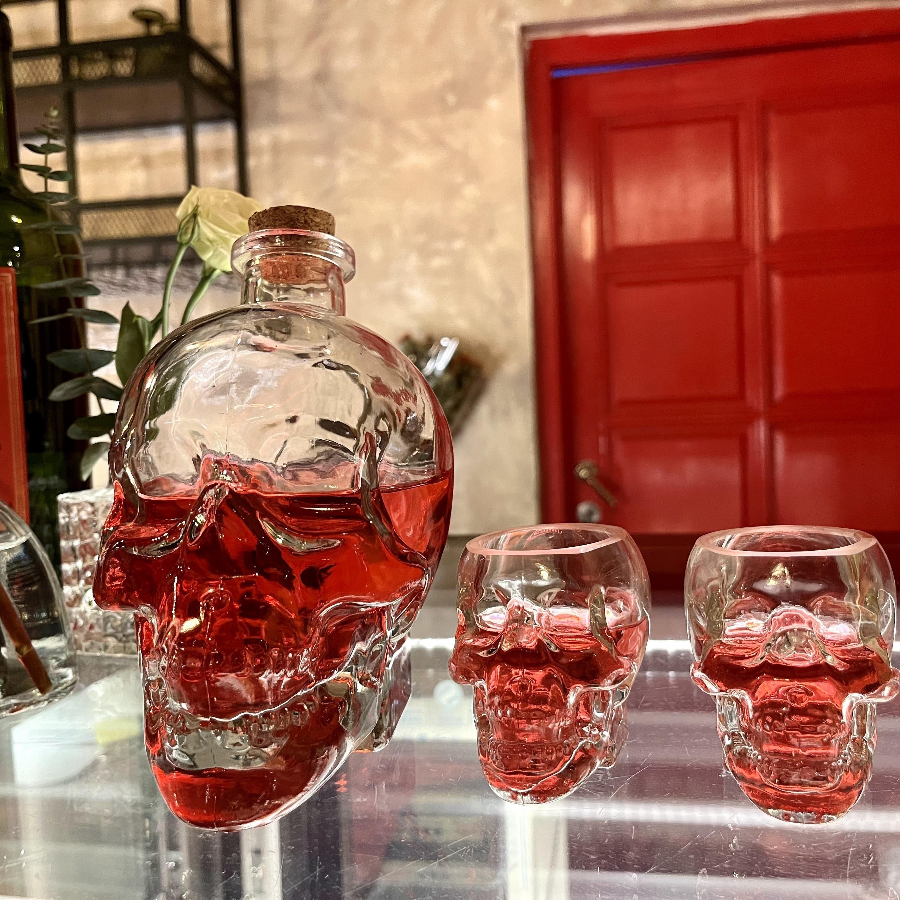 2-Piece Skull Decanter Set - 750ml Crystal Wine Decanter