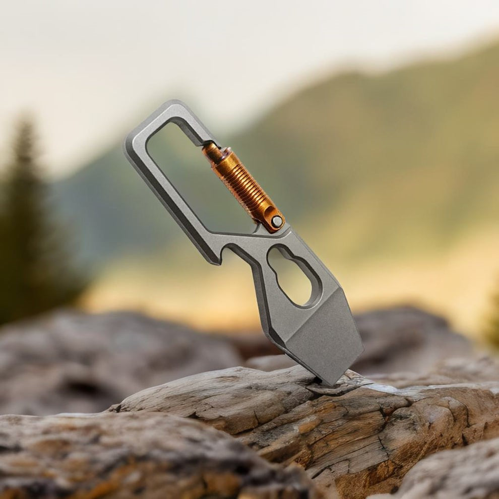 Titanium Multi-Tool Carabiner for Men - EDC Gear & Outdoor Survival Tool - Heavy-Duty Keychain Tool for Hiking, Camping, and Everyday Carry